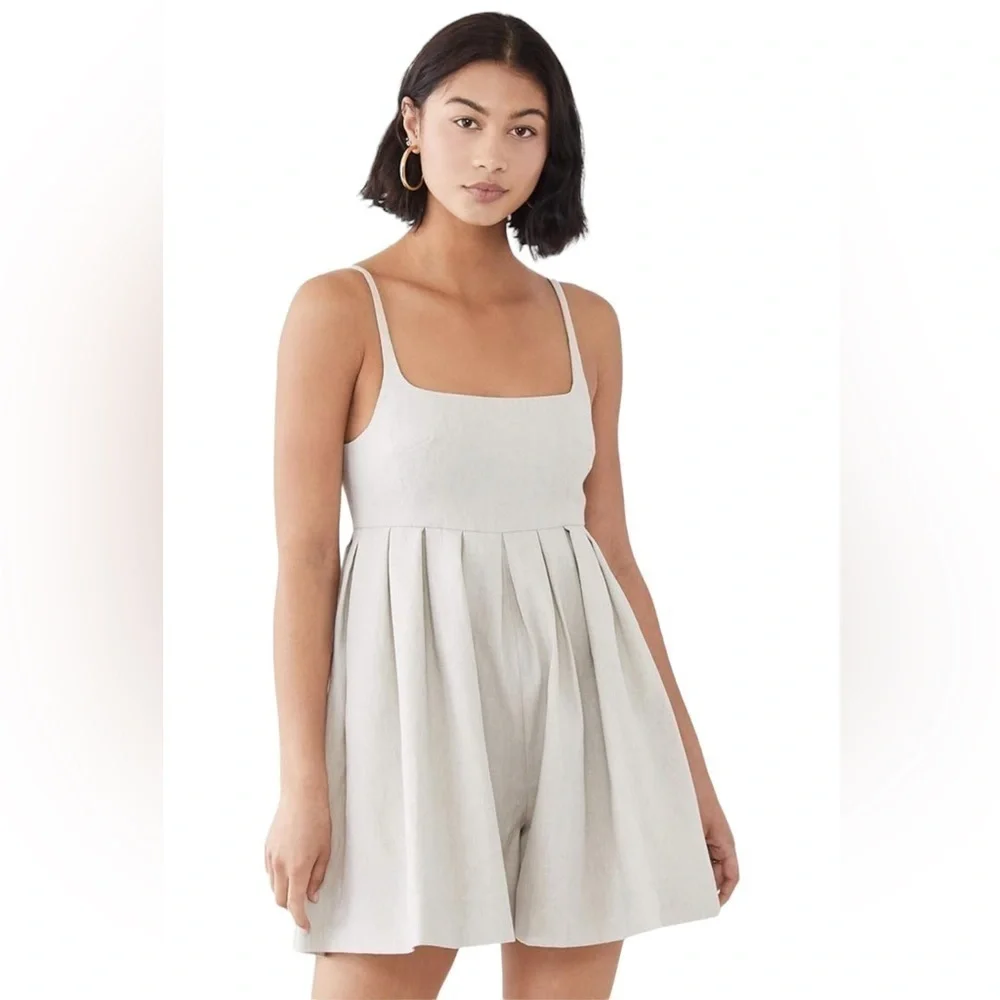 Rebecca Taylor Linen Romper Jumpsuit In Rye Size 8 NWT - Picture 13 of 16